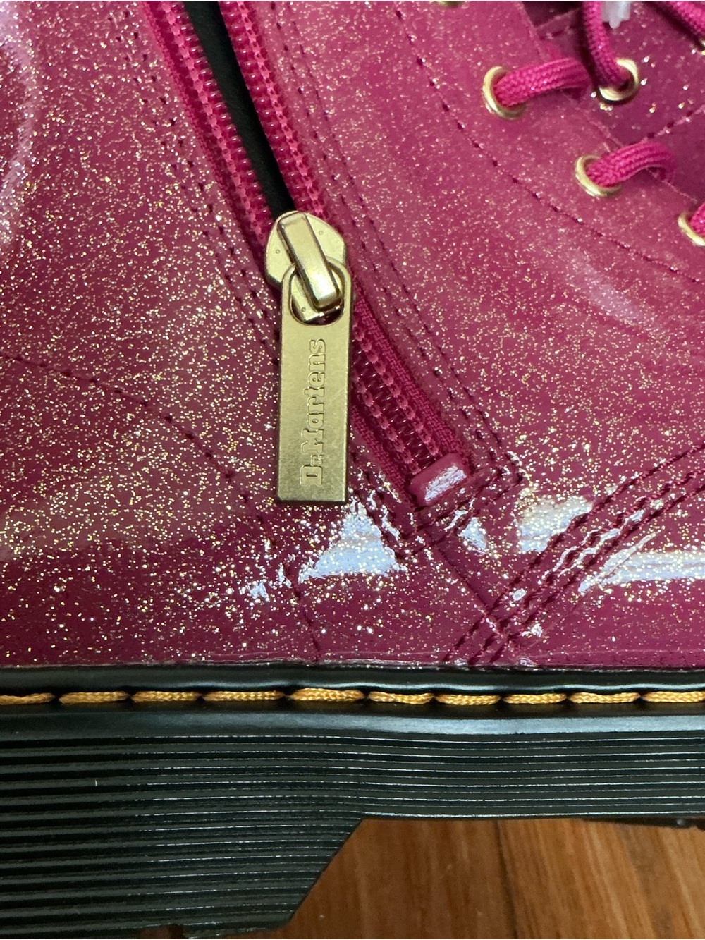 Dr. Martens Pink Glitter Lace-Up Combat Boots - Picture 11 of 11